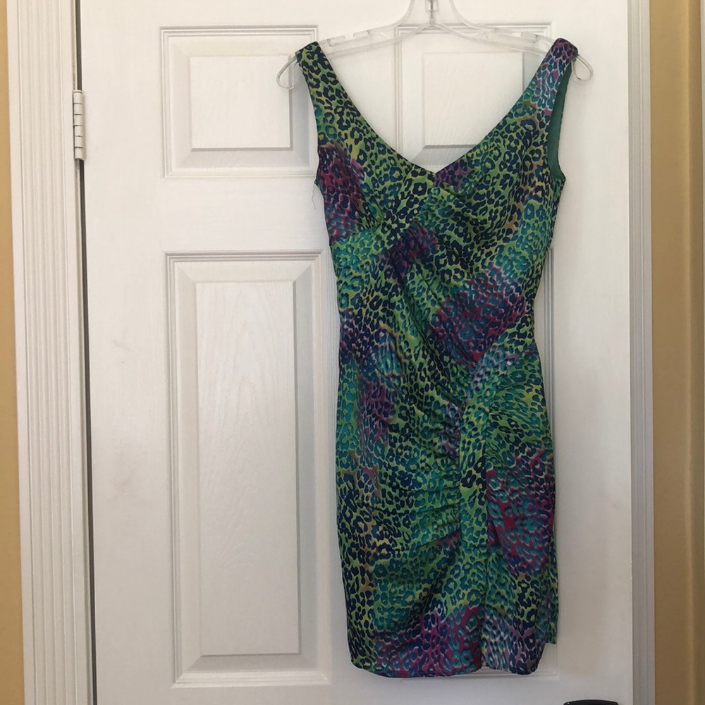 ABS collection mini green leopard dress